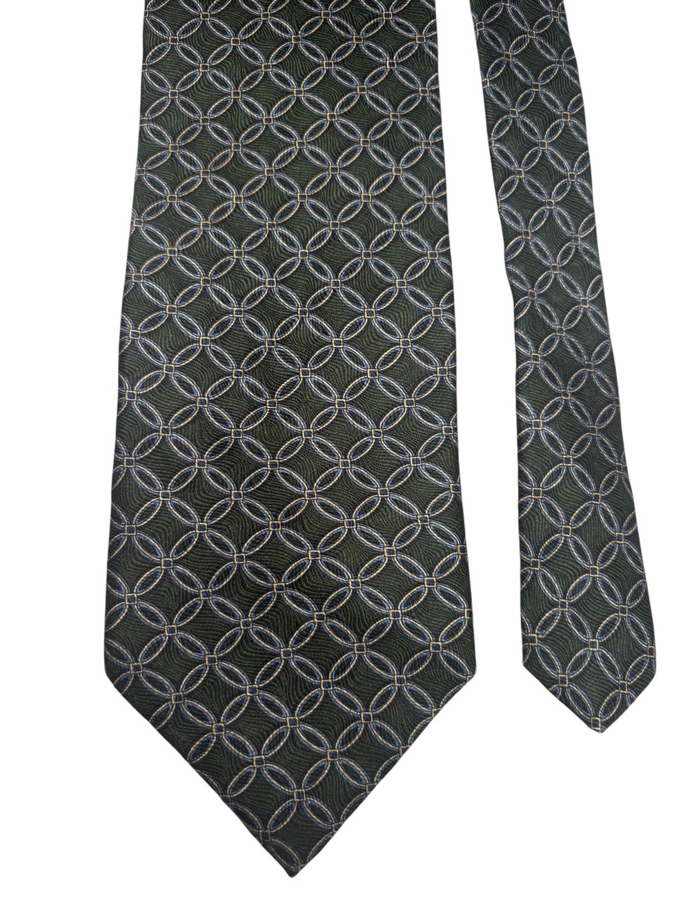 Savile Row 100% Silk Green Blue Medallion Men's Designer Tie